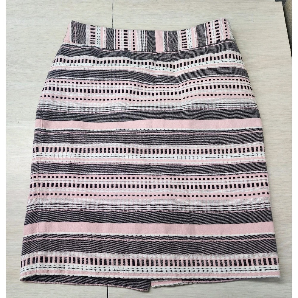 Ann‎ Taylor LOFT Striped Textured Jacquard Pencil Skirt 6 Lined Career Pink